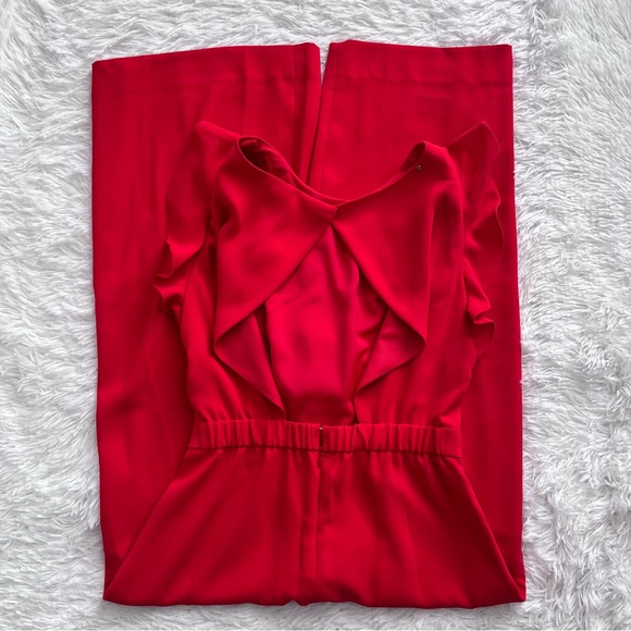 J. Crew | NWOT ✨ Bright Red Crepe 365 Sleeveless Ruffle Wide Leg Jumpsuit - Picture 11 of 13